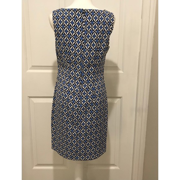 AB Studio Blue Geometric Print Sleeveless Sheath Dress Size 8 - Picture 3 of 9